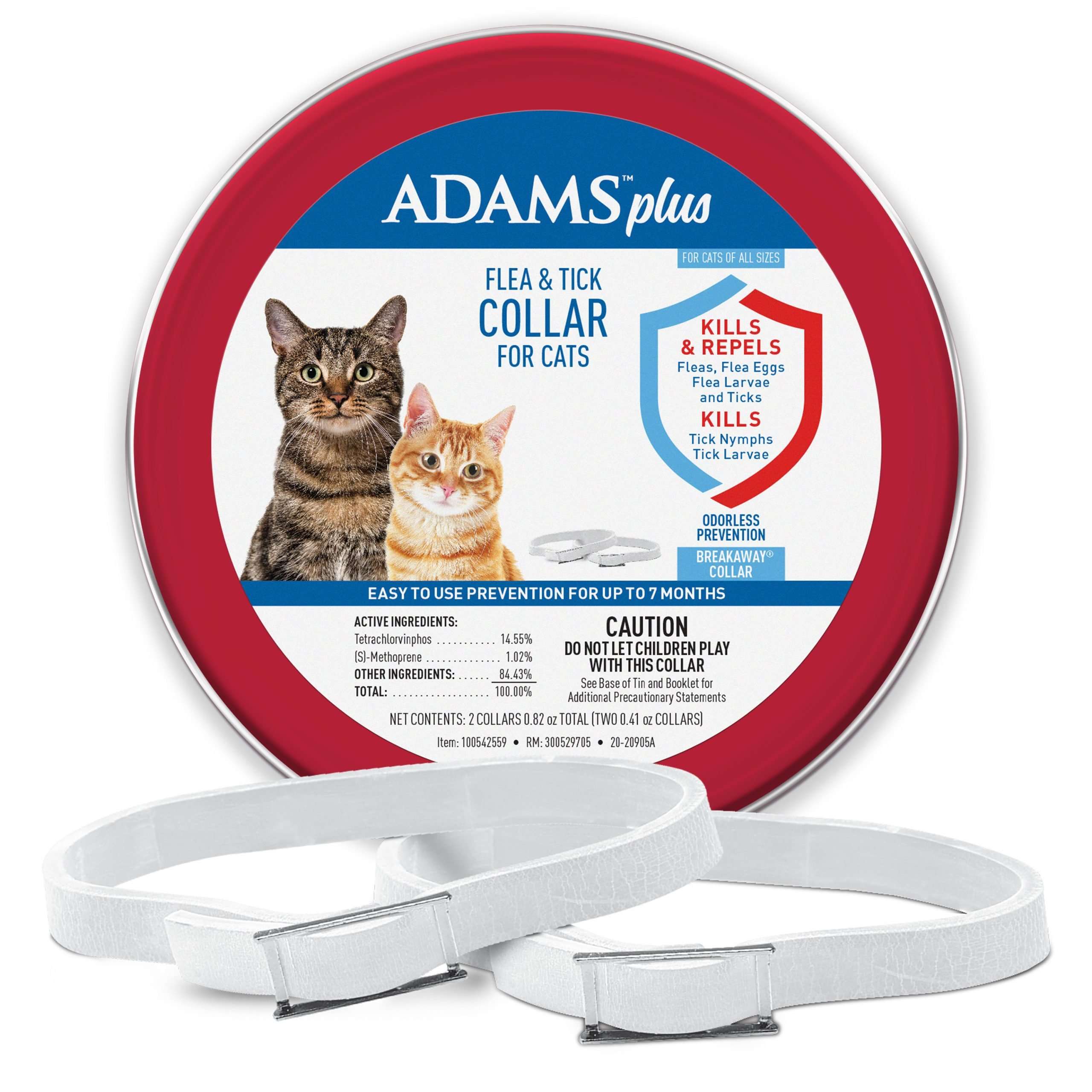Adams Plus Flea and Tick Collar for Cats, 2 White Collars ...