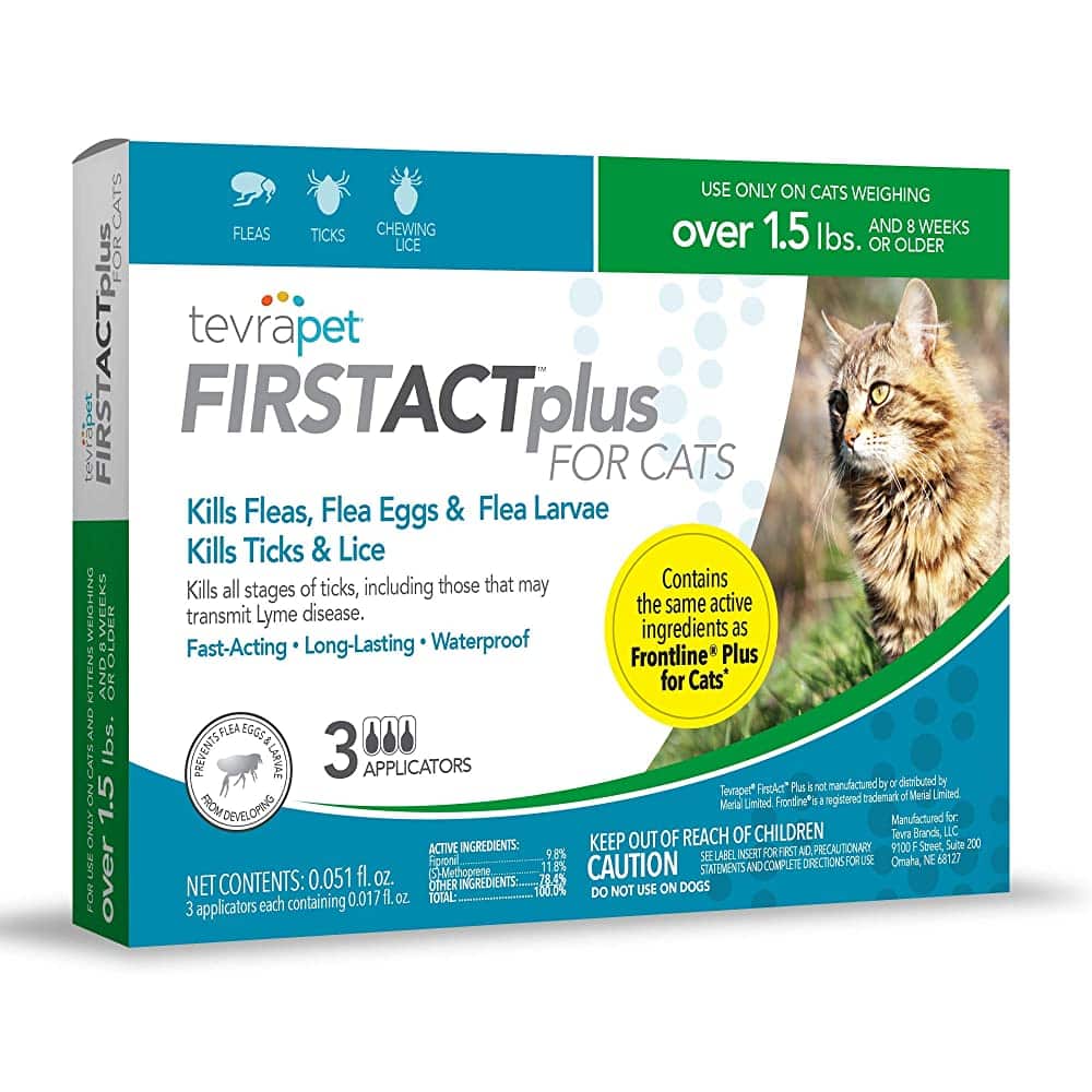 Buy TevraPet FirstAct Plus Cat Flea and Tick Treatment, Flea Medicine ...