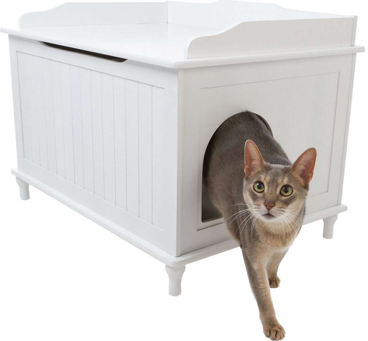 Designer Pet Products Catbox Enclosure Litter Box, White