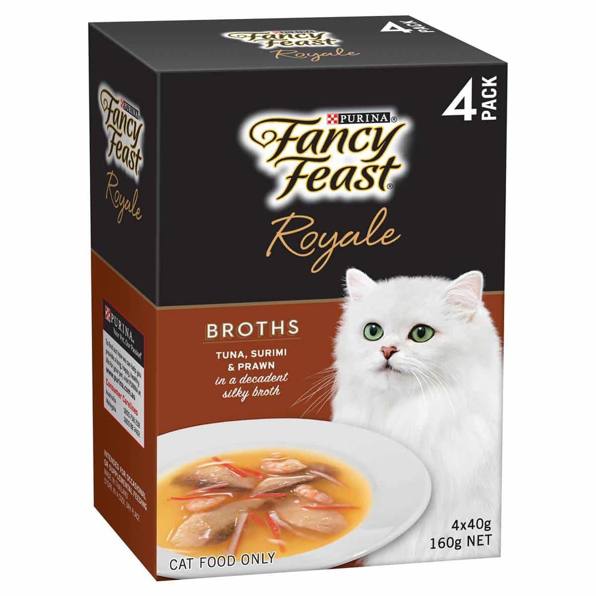 Fancy Feast Royale Adult Cat Food Surimi Prawn Broth 4x40g