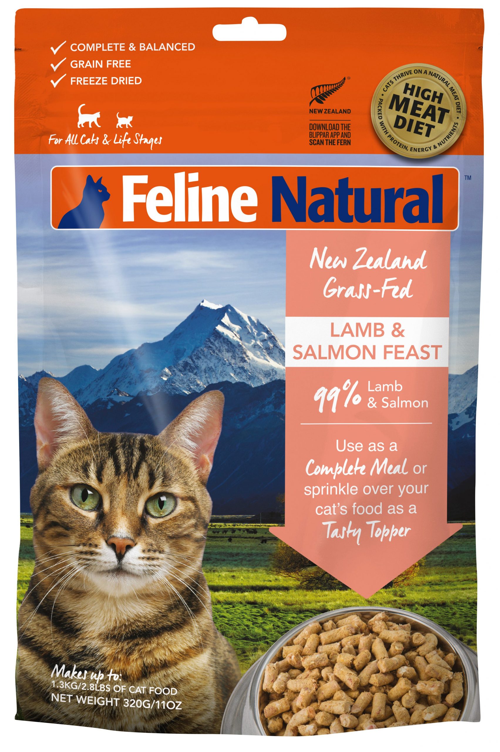 Feline Naturals Freeze Dried Lamb and Salmon Feast Dry Cat Food
