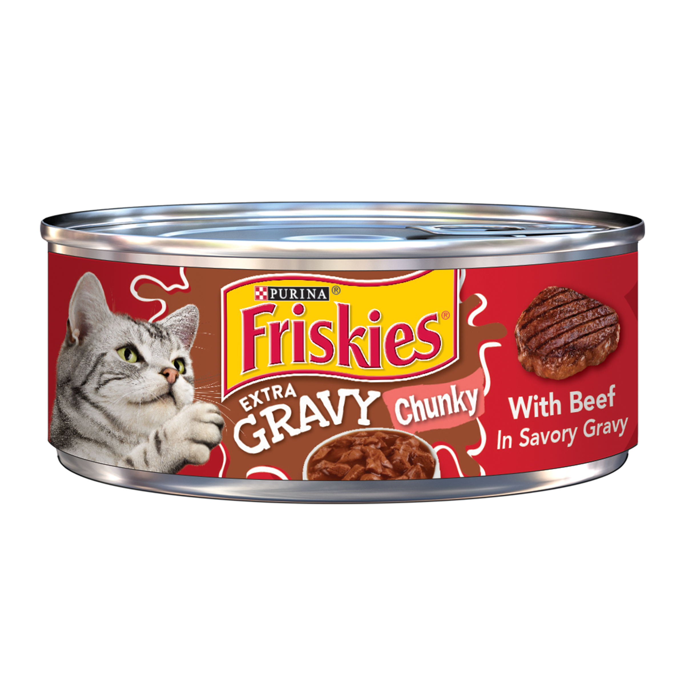 Friskies Gravy Wet Cat Food, Extra Gravy Chunky With Beef in Savory ...