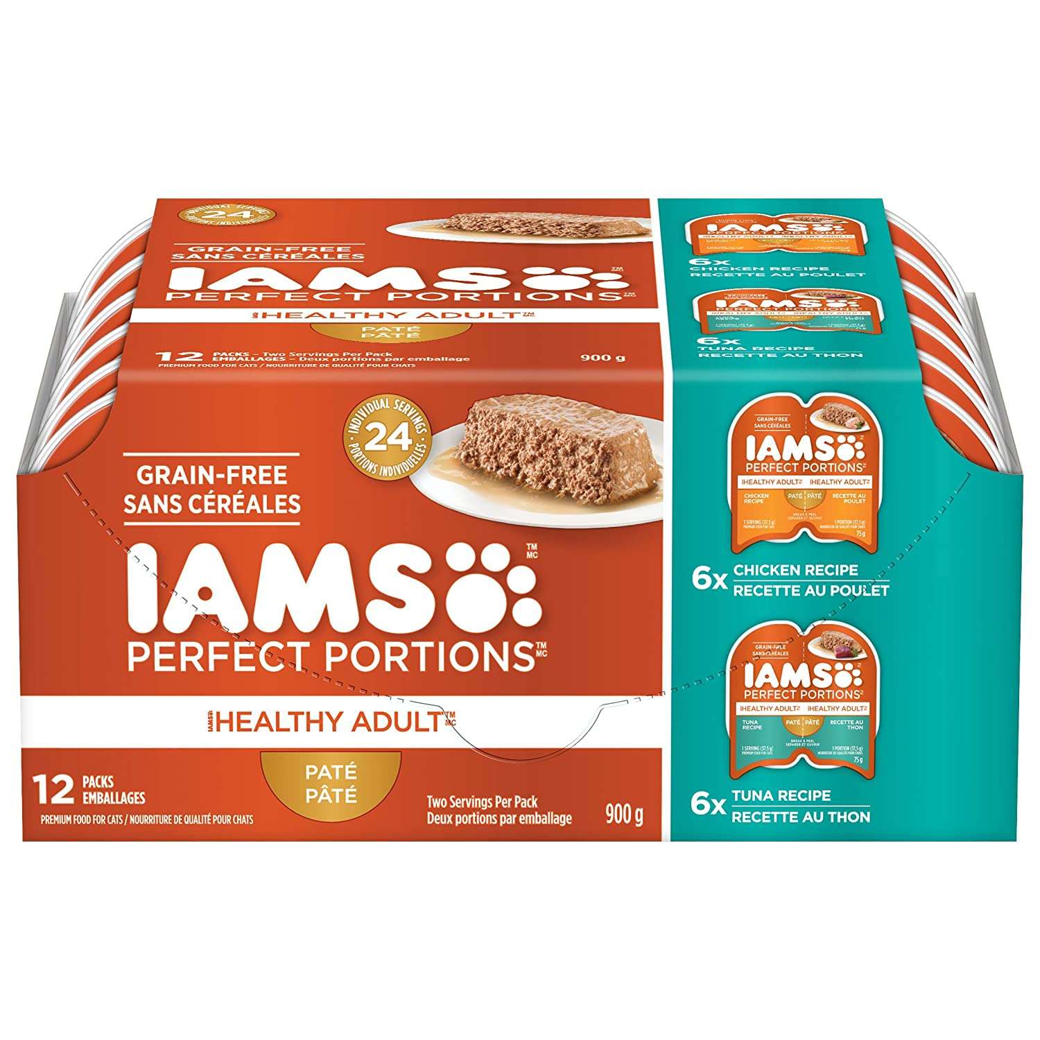 Iams Perfect Portions Grain Free Adult Wet Cat Food Pate ...