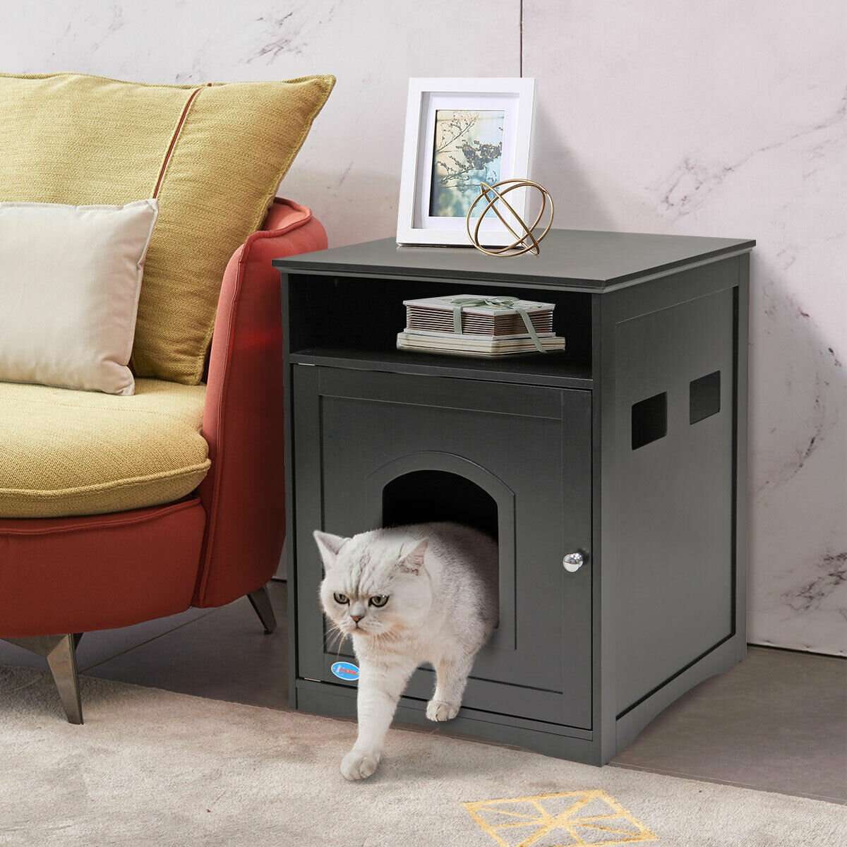 NuFazes Pet Cat Hidden Litter Box Furniture Enclosure ...