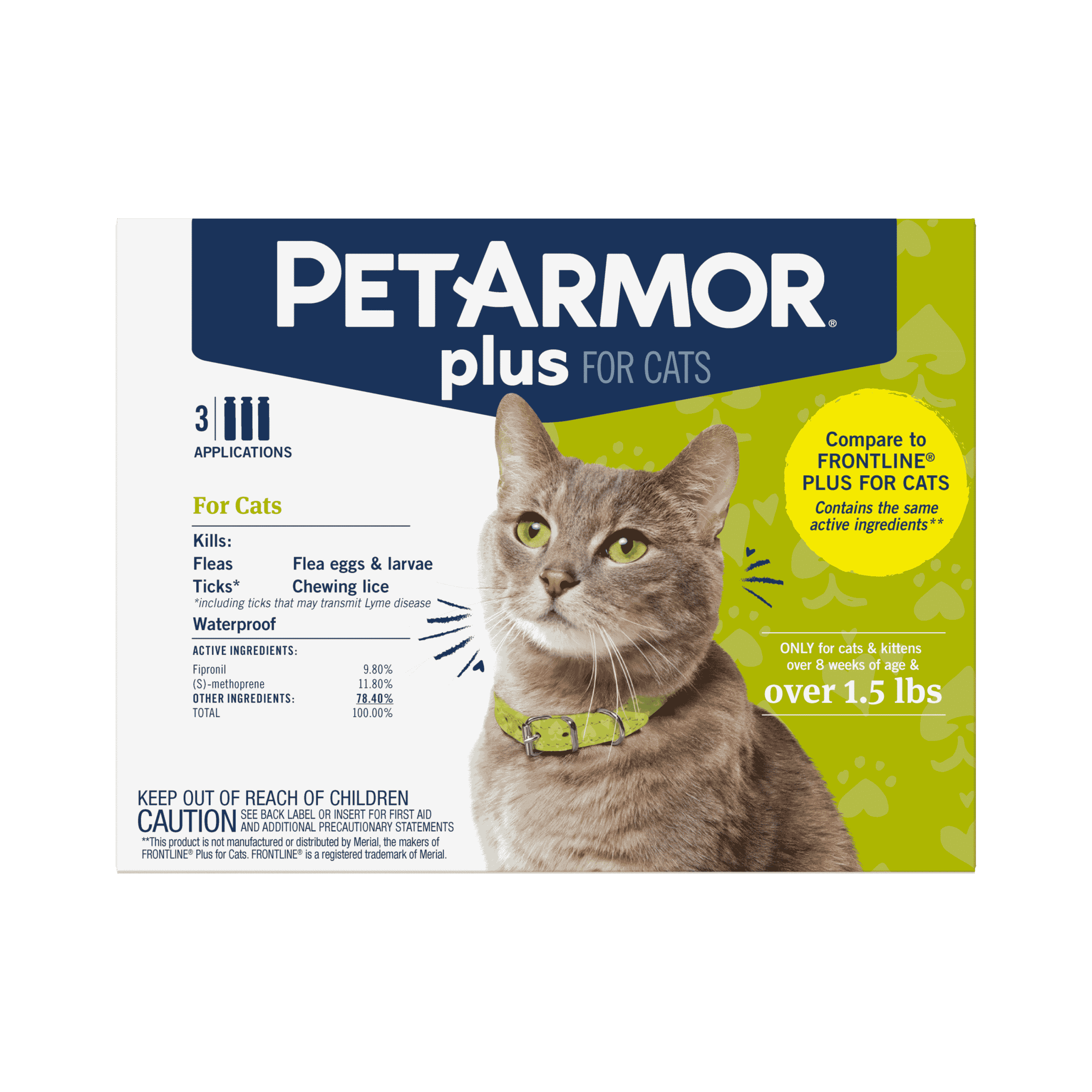PetArmor Plus Flea &  Tick Prevention for Cats (Over 1.5 lbs), 3 ...