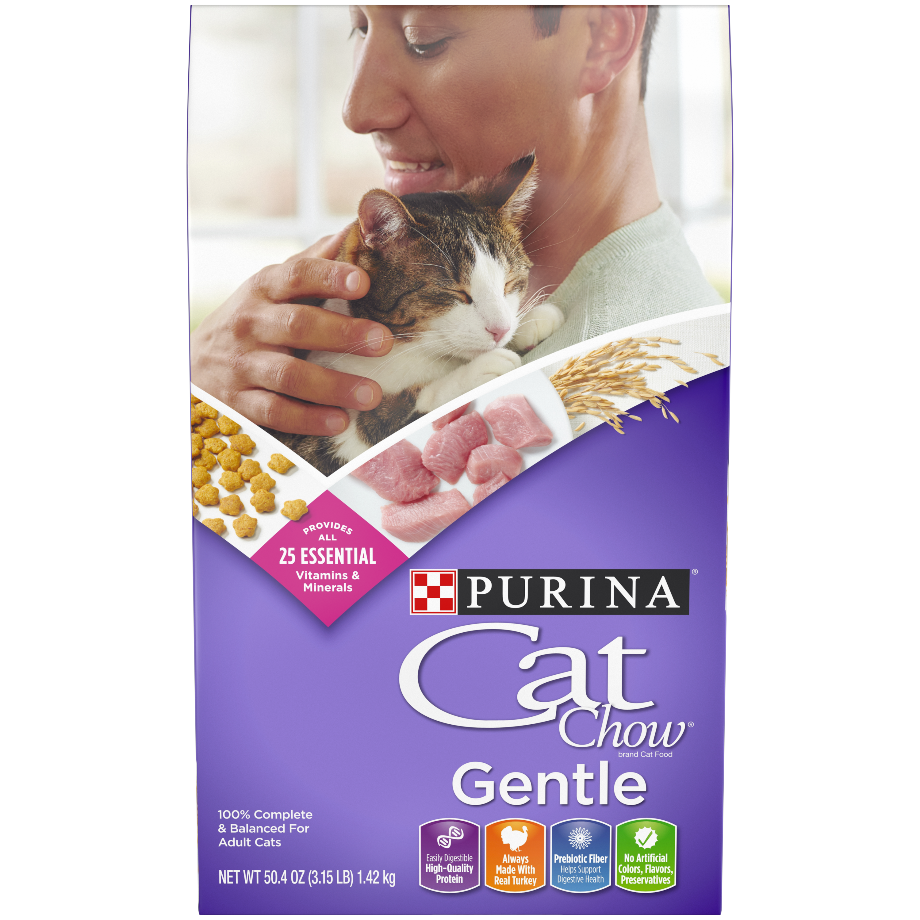 Purina Cat Chow Sensitive Stomach Dry Cat Food, Gentle, 3 ...