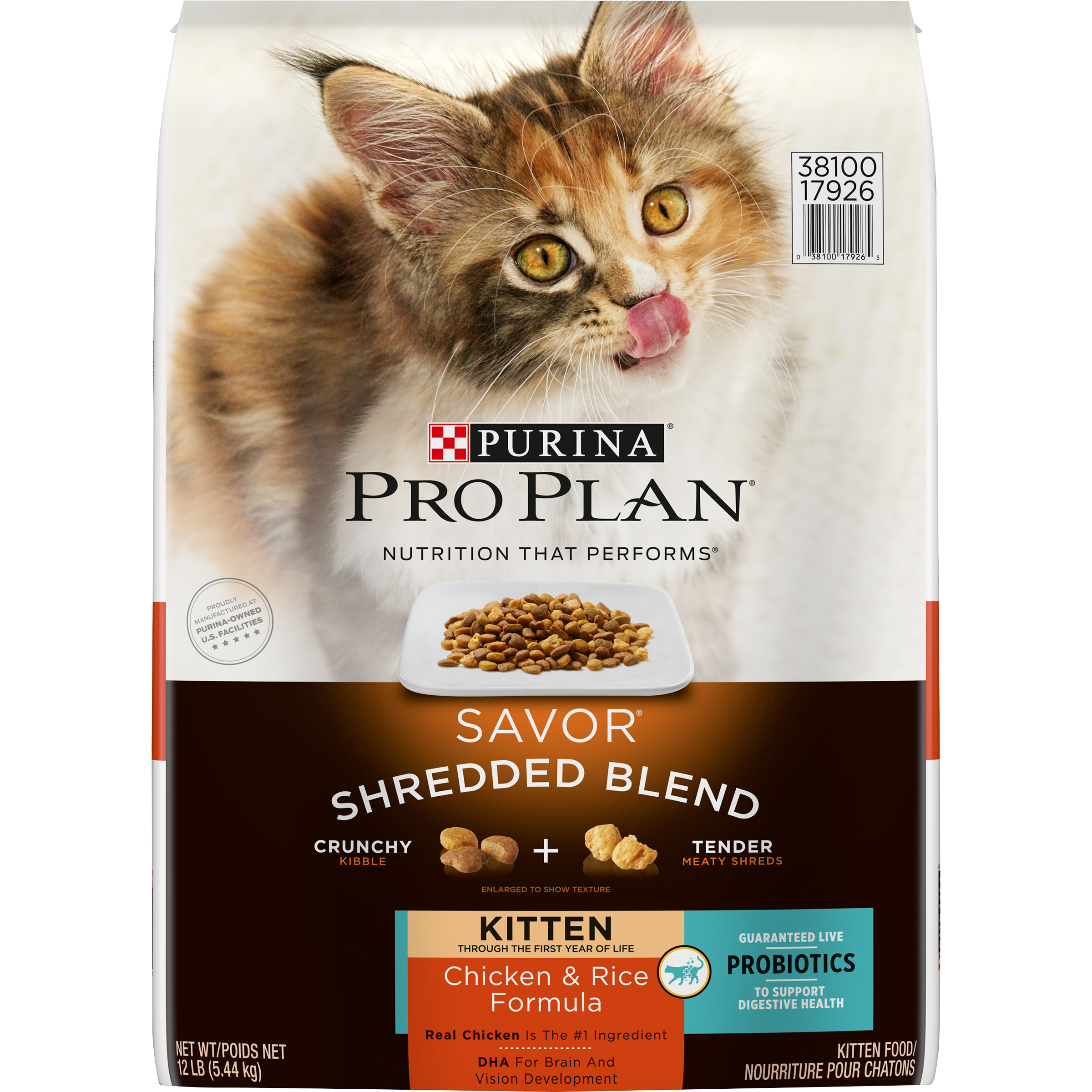 Purina Pro Plan Probiotics Dry Kitten Food, SAVOR Shredded ...
