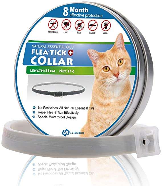 SCIROKKO Natural Cat Flea and Tick Collar 8 Months ...
