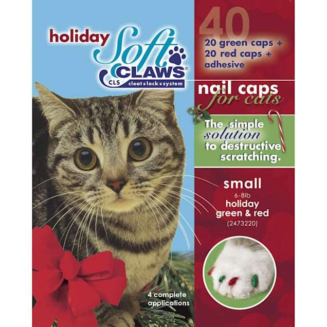 Soft Claws Seasonal Holiday Red &  Green Cat Nail Caps ...