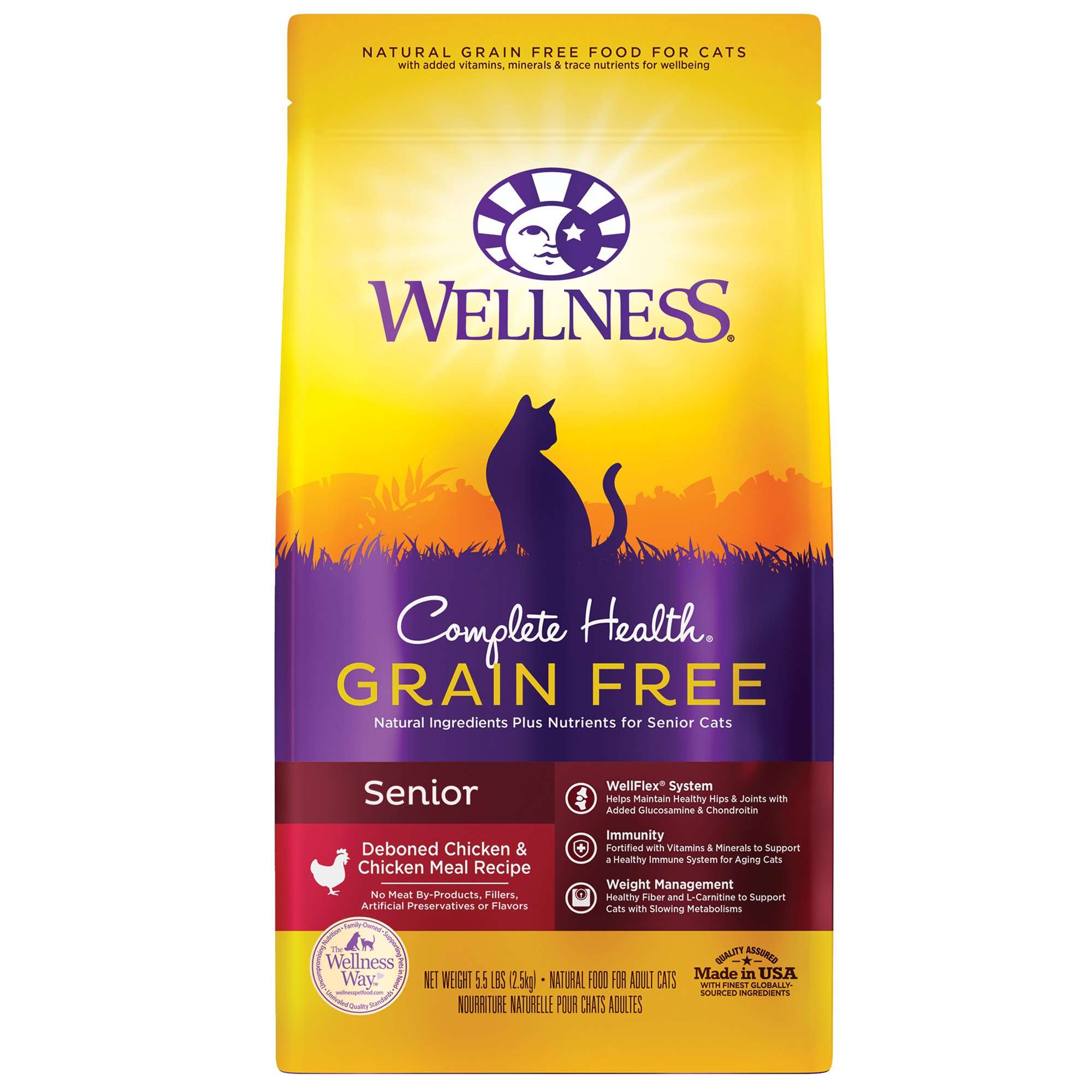 Wellness Complete Health Grain Free Senior Dry Cat Food, 5 ...
