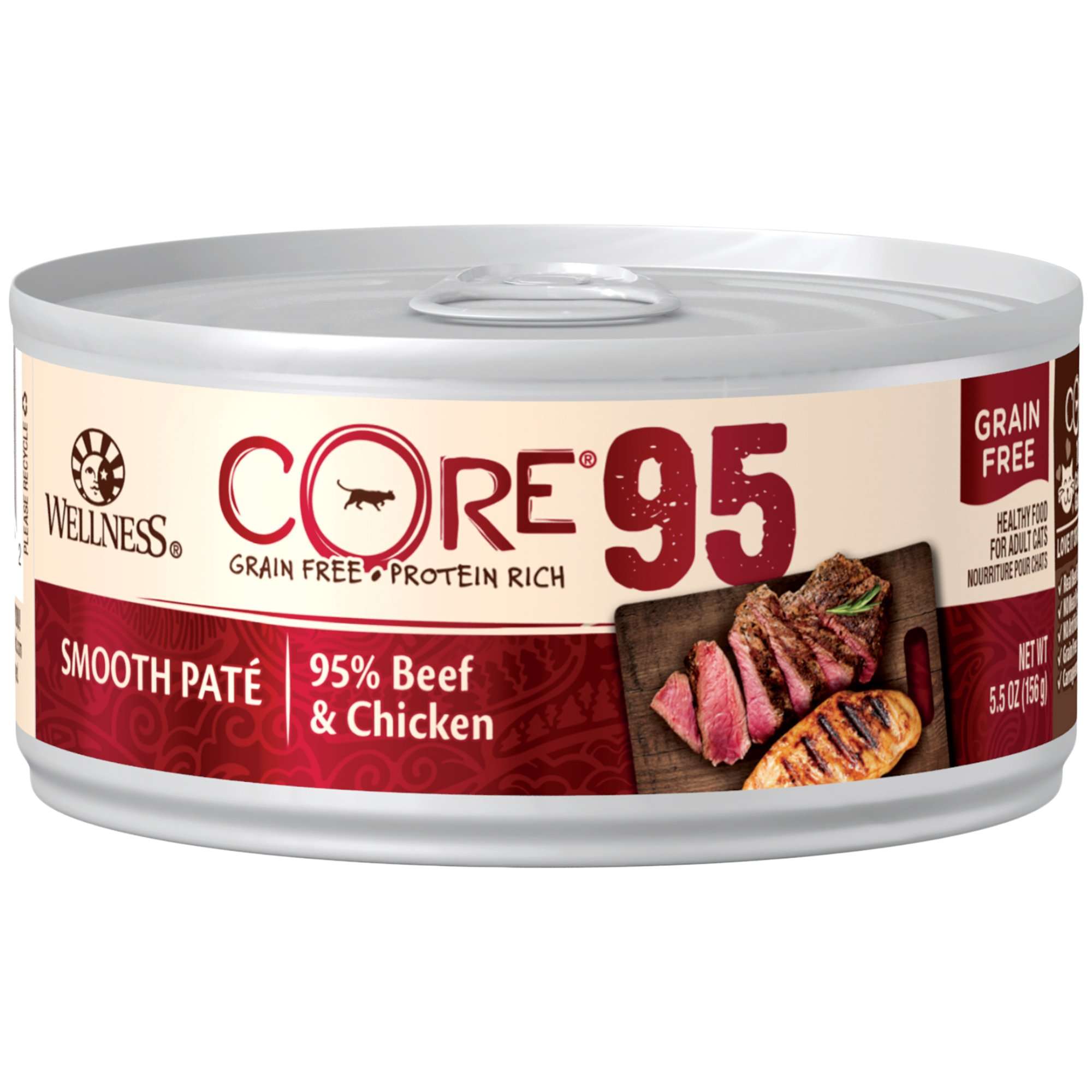 Wellness CORE 95% Natural Grain Free Wet Canned Cat Food ...