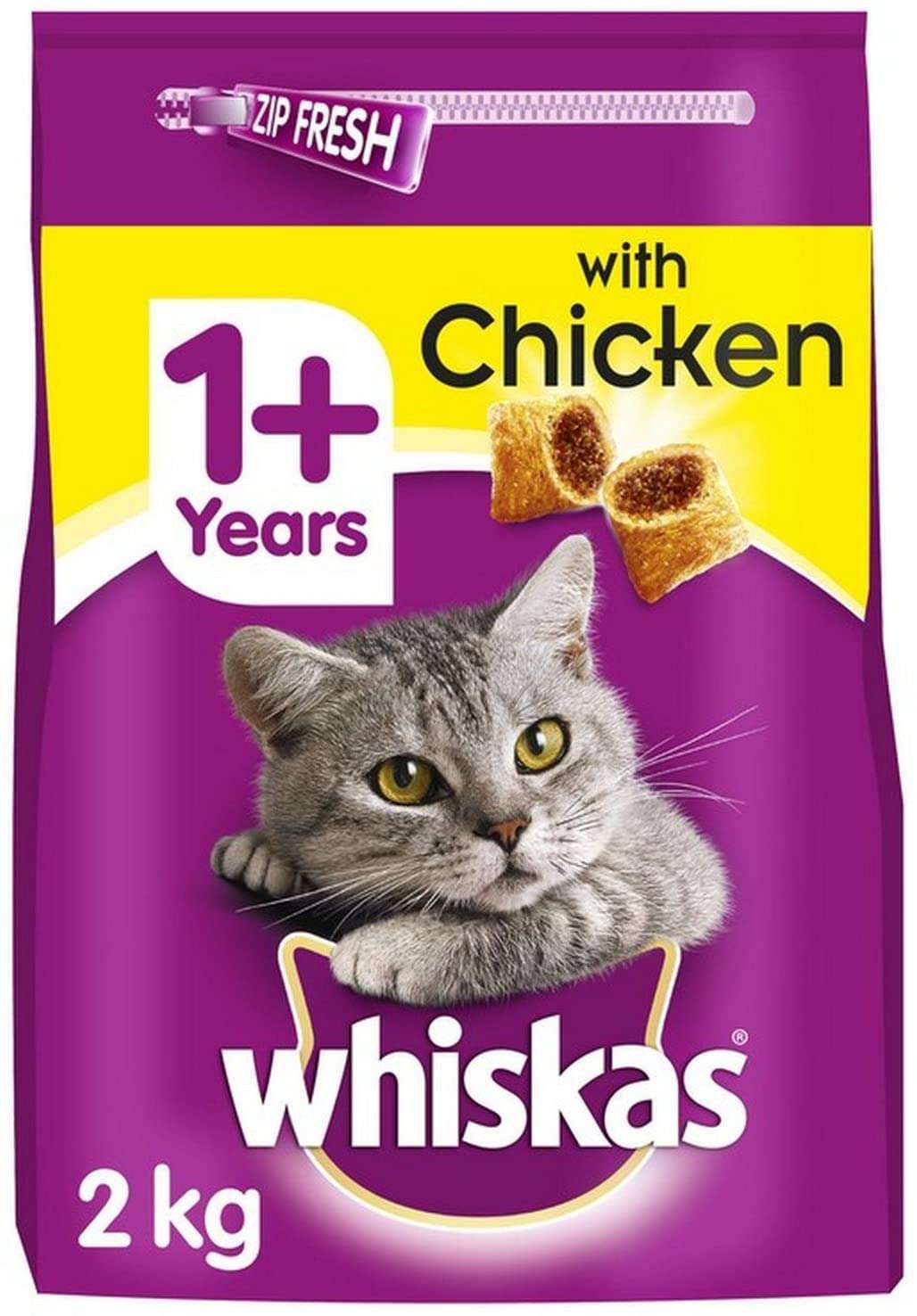 Whiskas 1+, Dry Cat Food for Adult Cats, Kibble with Tasty ...