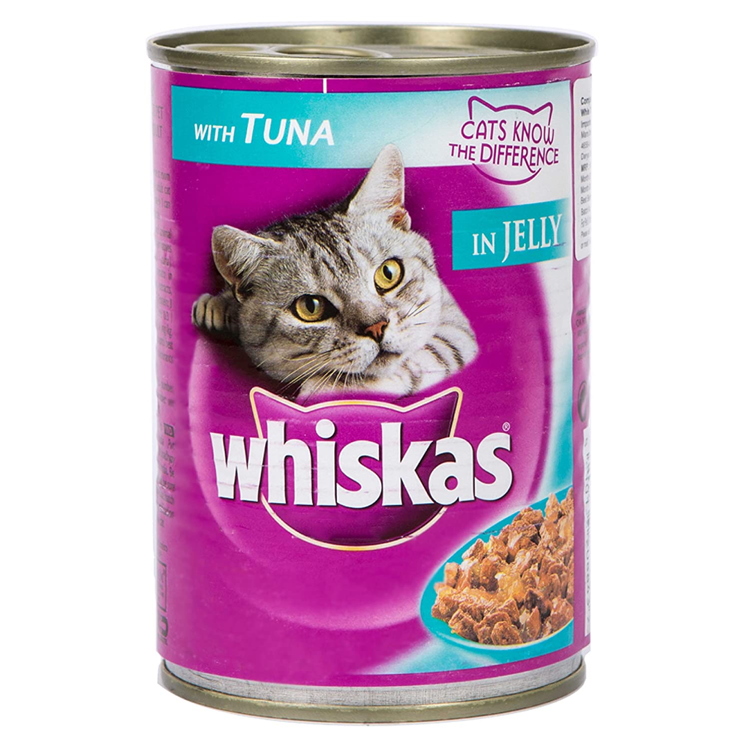 Whiskas Adult (+1 year) Wet Cat Food, Tuna in Jelly, 400g Can: Amazon ...