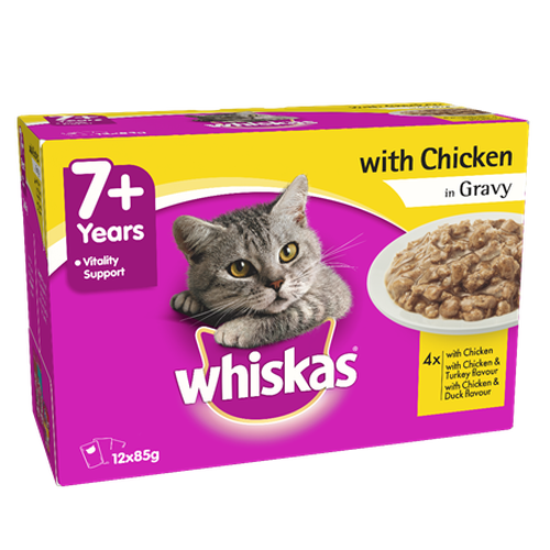Whiskas Senior 7+ Wet Cat Food With Chicken in Gravy 12 X ...